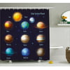 Educational Shower Curtain, Solar System Planets and the Sun Pictograms Set Astronomical Colorful Design, Fabric Bathroom Set with Hooks, 69W X 70L Inches, Multicolor, by Ambesonne