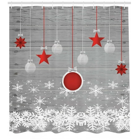 Christmas Shower Curtain Traditional Celebration Theme With