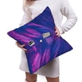 thumbnail image 6 of Bingfone Neon Gradient Blue Linen Throw Pillow Covers Cushion Case Pocket Button Vintage Farmhouse Pillowcase for Sofa Couch Bed 18"x18", 6 of 9