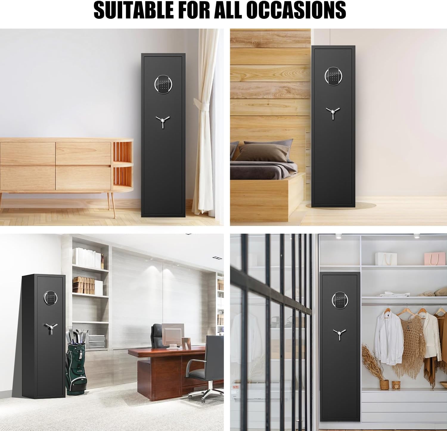 4-5 Gun Safe, Gun Safe with LCD Screen Keypad and Silent Mode, Gun Safe for Home Pistols with 3 Adjustable Gun Slots and 3 Metal Storage Box