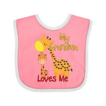 Inktastic My Grandma Loves Me Giraffe Boys or Girls Baby Bib