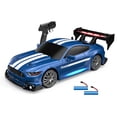 thumbnail image 1 of Graflsoa 1:24 Scale 2.4GHz Remote Control Mustang Drift Car with LED Lights, Dual Batteries, and Replaceable Wheels (Blue), 1 of 7