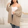 thumbnail image 4 of Lovskoo 2024 Cardigan Sweaters for Women Plus Size Open Front Long Sleeve Solid Color Thick Woolen Trendy Loose Coat Oversized Winter Outerwear Tops Khaki, 4 of 6