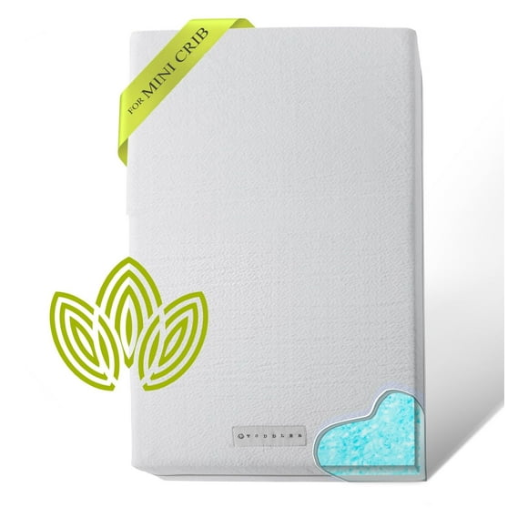 Organic Cotton Dual-Sided Mini Crib Mattress, 38x24x3 Premium Memory Foam 2-Stage CertiPUR-US Hypoallergenic Baby Mattress Firm Support for Infant Cooling Gel for Toddle