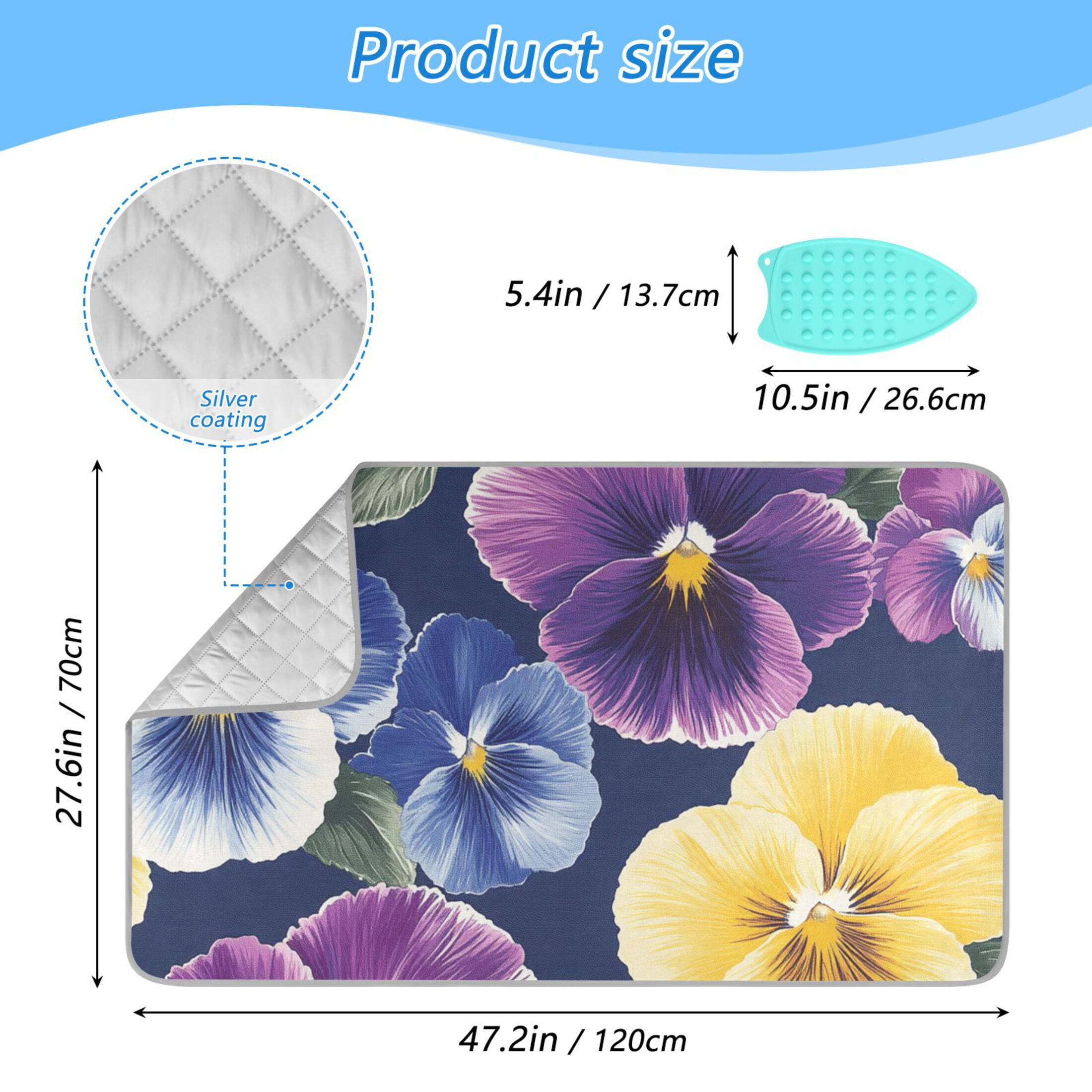 Flowers Pansies Ironing Mat Blanket for Table Top Travel Portable Ironing Board Pad 47.2x27.6 Inch