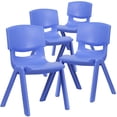 thumbnail image 3 of 4 Pack Blue Plastic Stackable School Chair with 15.5'' Seat Height [4-YU-YCX-005-BLUE-GG], 3 of 8