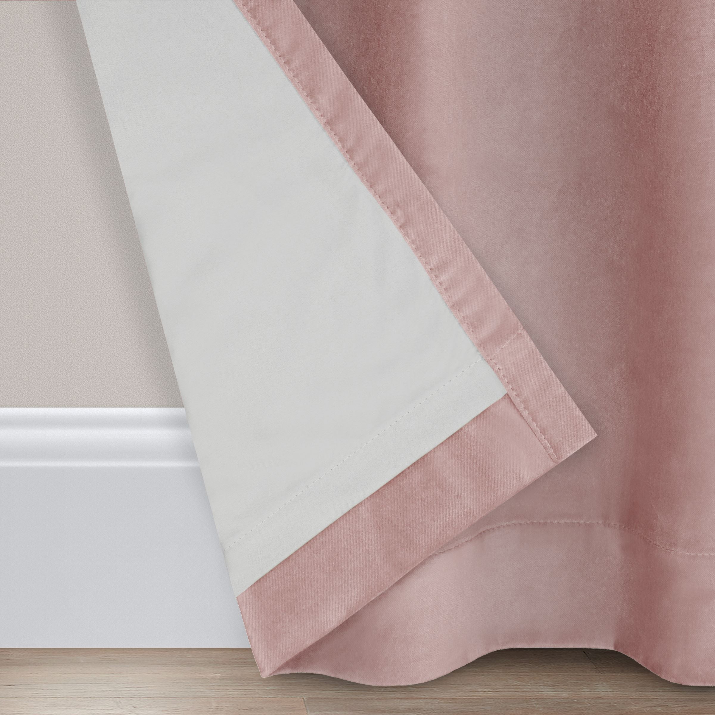 Eclipse Luxury Cotton Velvet, 100% Blackout, Grommet, Single Curtain Panel, 50"x108", Dusty Rose