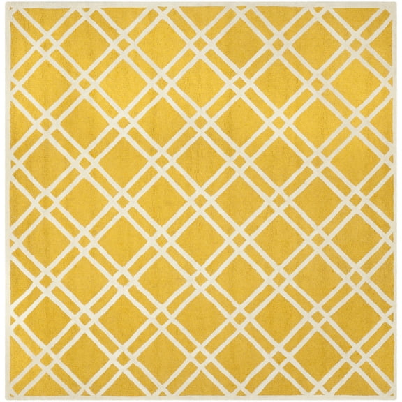 SAFAVIEH Cambridge Judy Geometric Wool Area Rug, Gold/Ivory, 6' x 6' Square
