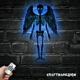 thumbnail image 3 of Craftnamesign Skeleton Fairy Metal Wall Art LED Light, Gothic Skull with Wings Sign Decoration, 3 of 5