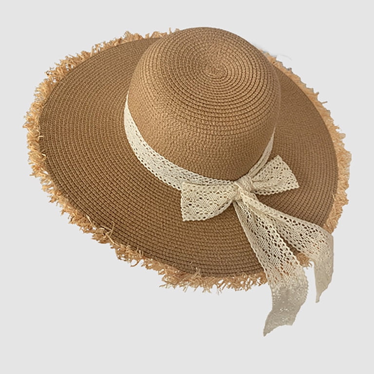 DeHolifer Womens Sun Straw Hat Wide Brim UPF 80 Summer Hat  display picture 2