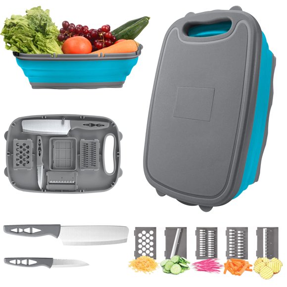 Tabla de cortar HI NINGER plegable con colador 9 en 1 para acampar