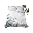 thumbnail image 2 of Queen Flat Sheet Only Country Eucalyptus Leaf Soft Microfiber Cooling Bedding Sheets Watercolor Light Blue Leaves Flat Bed Sheet for Hotel,Home Decor, 2 of 9