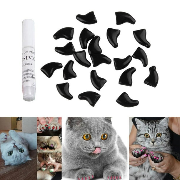 20 piezas de tapones para uñas de gato, patas suaves, funda suave para uñas para perros y , para para mascotas de 0,,5 k - Negro, METRO Yinane Tapas de uñas de gato
