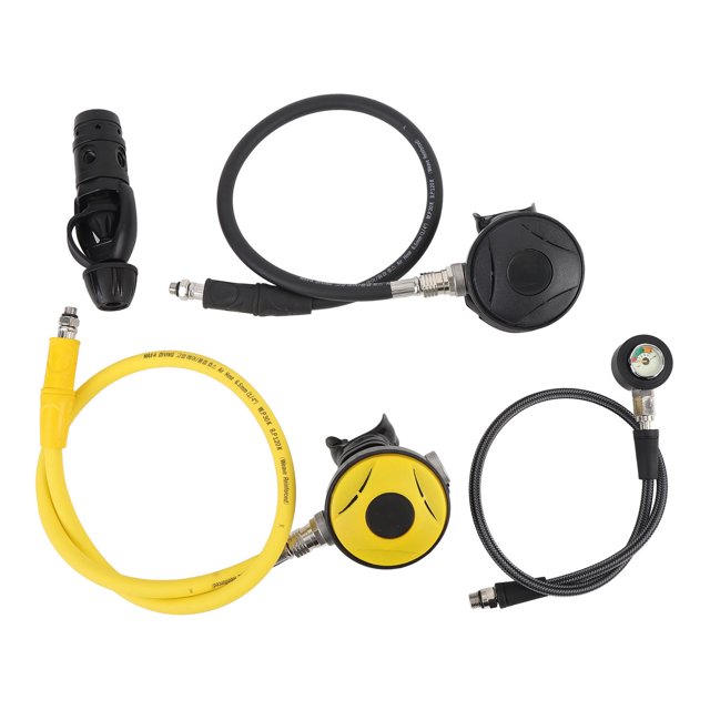 Diving Regulator, Diving Reducing Regulator Valve Aluminum Alloy Precise Pressure Gauge First Stage and 2nd Stage for Underwater