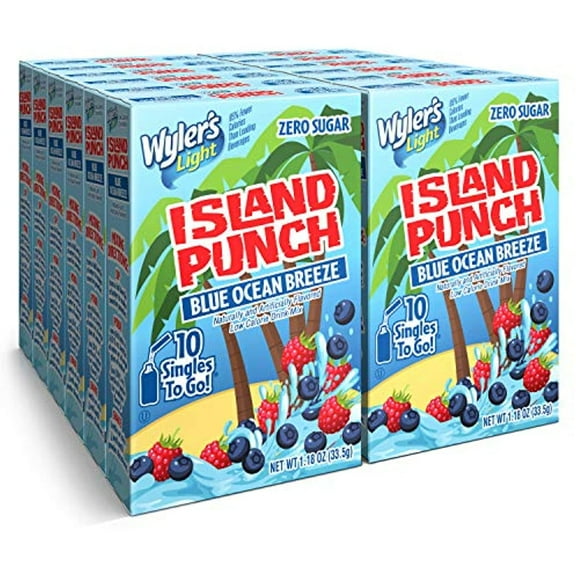 Wylers Light Island Punch, Blue Ocean Breeze, 10 Ct (Pack - 12)