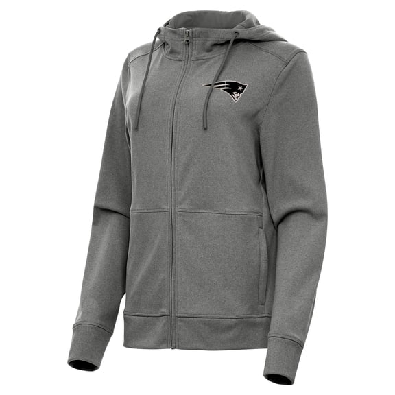Women's Antigua Heather Black New England Patriots Seeker Full-Zip Hoodie Jacket