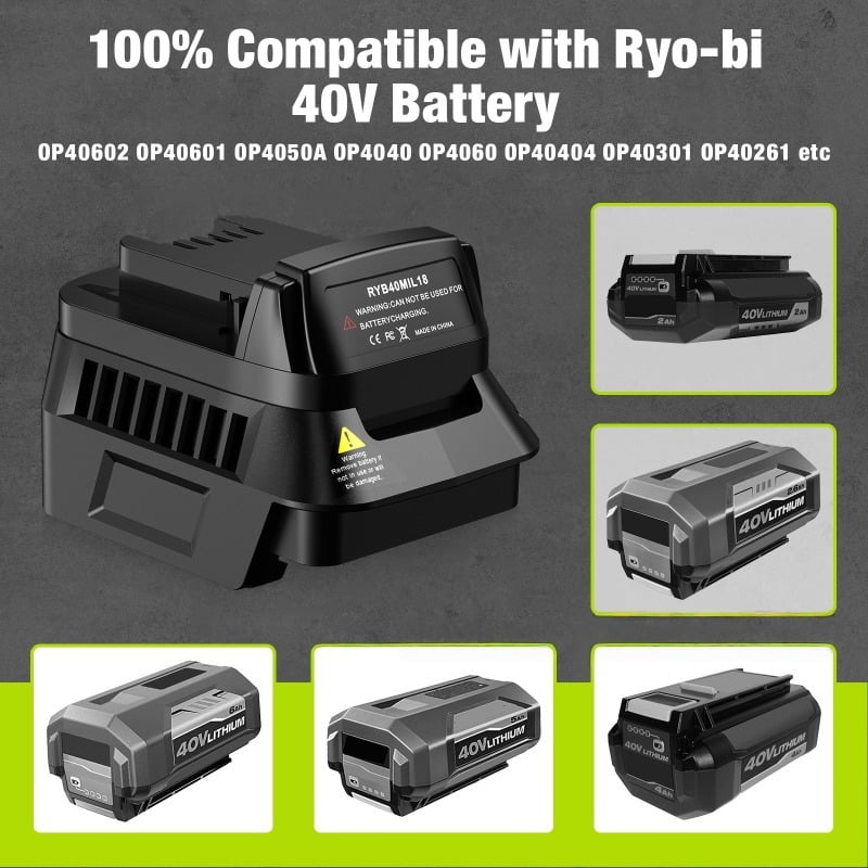 Battery Adapter for Ryobi 40V Li-ion Battery Convert To to Work for De*walt 20V Cordless Power Tools