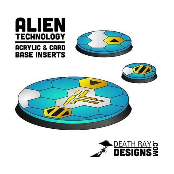 Death Ray Designs Alien Technology Base Inserts (Beveled Skirmish Sizes) New