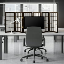 2 ft. Tall Desktop Window Pane Shoji Screen - Walnut - 6 Panels