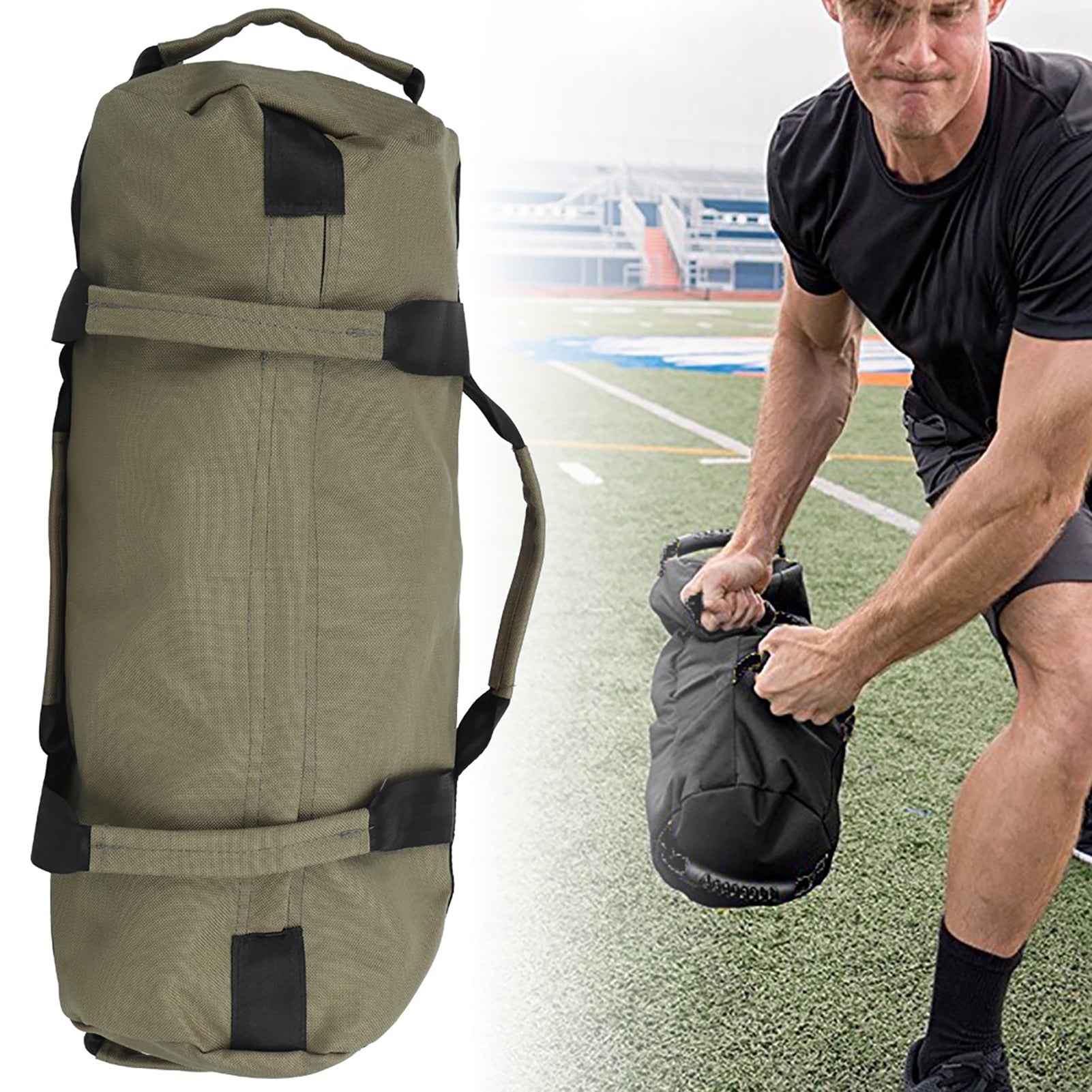 Herwey 48x20cm Outdoor Fitness Weightlifting Sandbag Weight Adjustable Power Bags for Strength Training Exercise Sandbag Exercises Power Bag