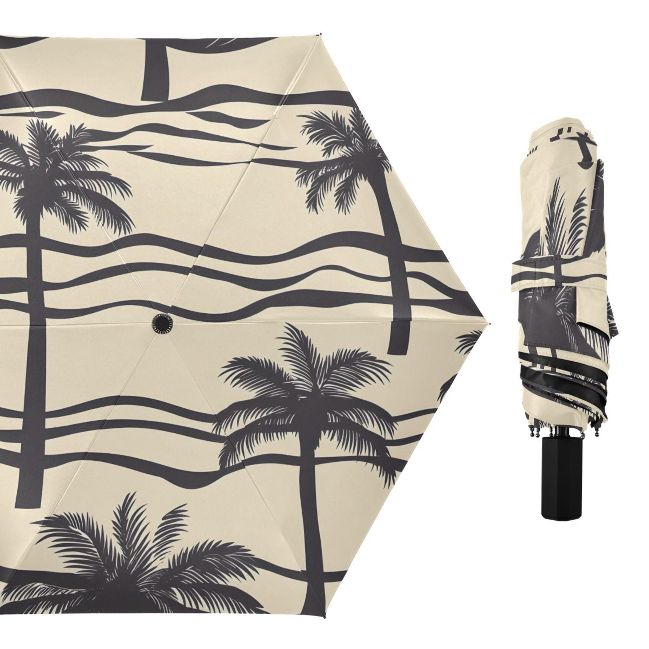 ALAZA Palm Tree-a5 UPF 50+ Compact Folding Umbrella for Rain Travel Umbrella Packable