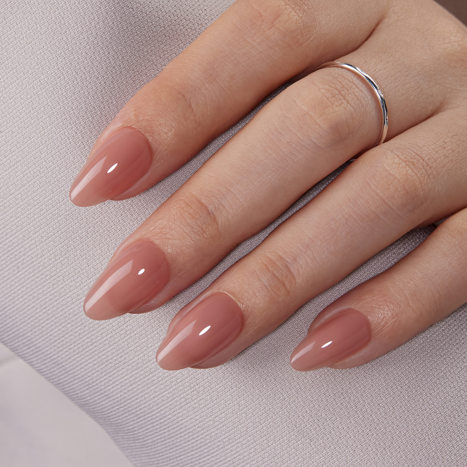VSALON 42 Count Almond Press-On Nails, 32 PCS Pink French Tip & Cat Eye Nails, 2 Sets of 21 PCS Each, Full Well Tips, Plastic Material, False Nails, Up to 28 Days Wear, UV Glue Included