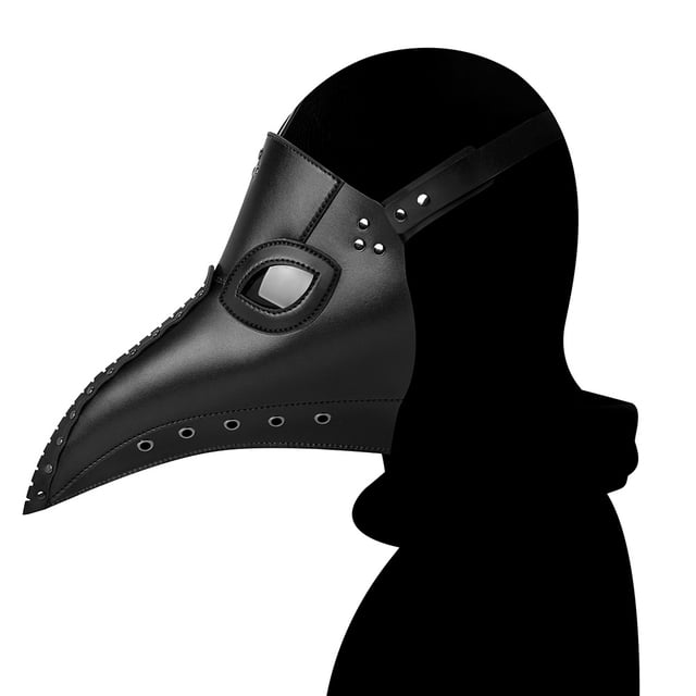 Máscara Plague Doctor Steampunk de piel sintética con pico de pájaro, color negro