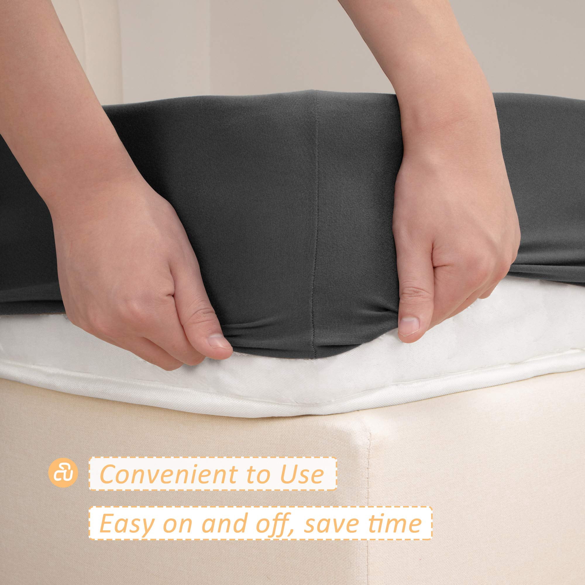 Stretch Jersey Box Spring Cover Wrap Around, Ultra Soft Wrinkle Resistant Bed Skirt Alternative, Queen Queen XL, Breathable Durable White Bedding