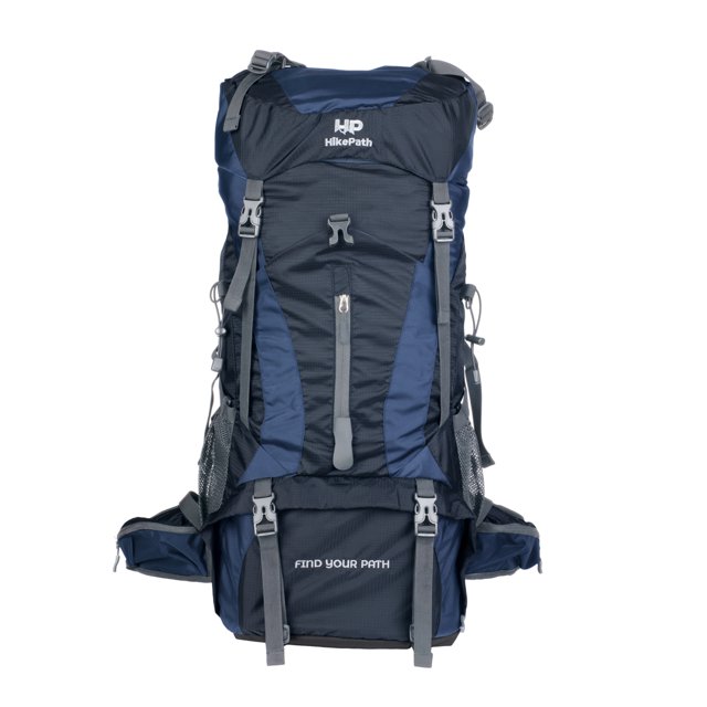 Mochila de Senderismo HikePath 75L con Funda Impermeable para Viaje y Campismo Color Azul Oscuro