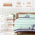 thumbnail image 6 of 3 Piece Anchor Aqua Duvet Cover Set Full Size, Microfiber Comforter/Quilt Cover with Corner Ties and 2 Pillowcases, Modern Navy Blue White Striped Nautical All Season Soft Bedding with Zipper Closure, 6 of 8