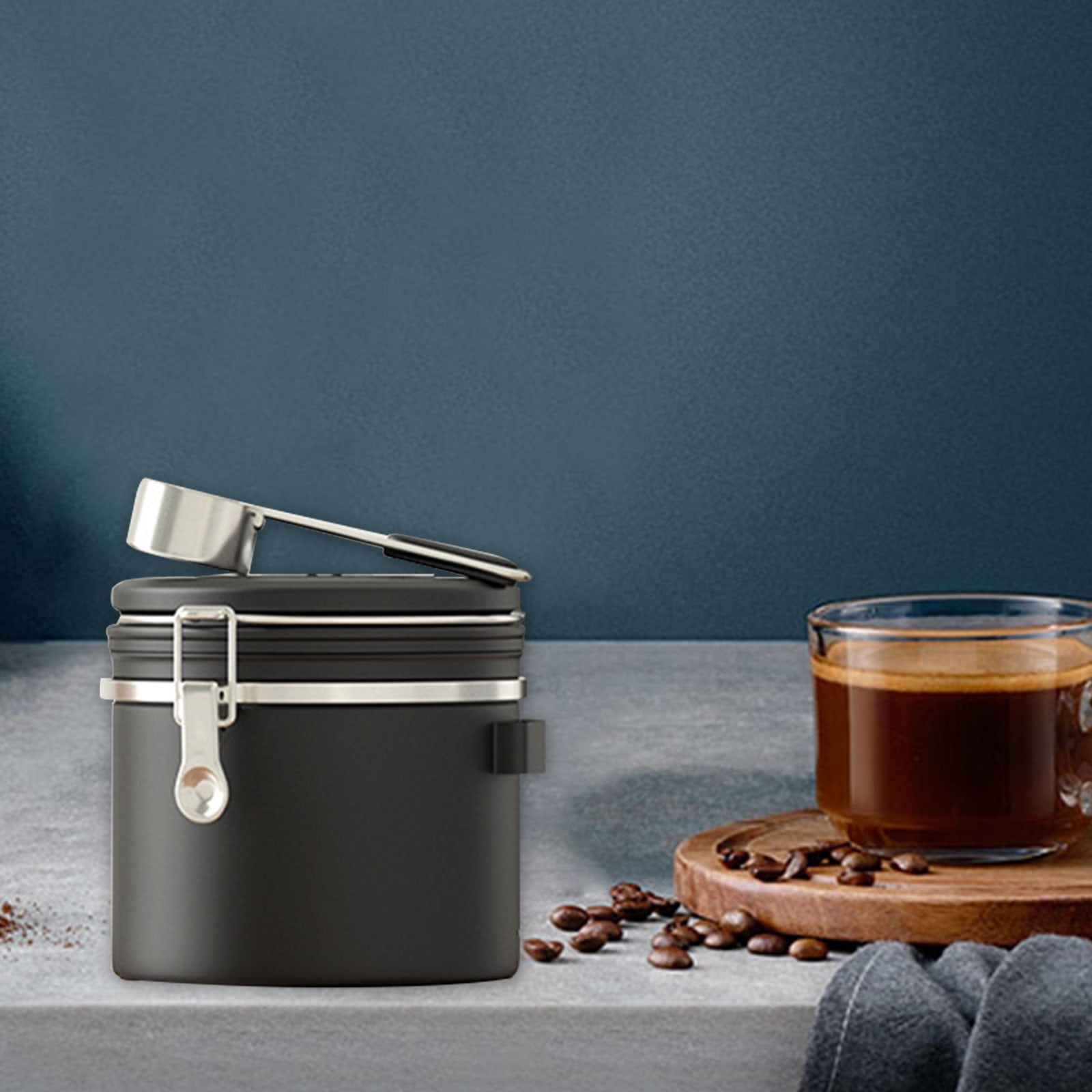 Dvumao Storage Containers, Coffee Canister, Airtight Stainless Steel Kitchen Food Storage Container With Date And For Grounds Coffee,Beans, Tea, Flour, Cereal, Sugar(1.2L), Man Gifts