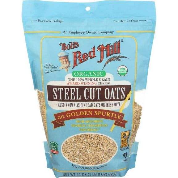 Bobs Red Mill Organic Steel Cut Oats, 24 Ounce -- 4 per Case.