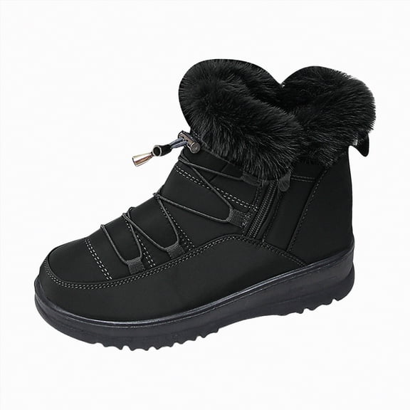 CAICJ98 Winter Boots for Women Mid Calf Warm Lining Boots Waterproof Outdoor Shoes Non-Slip Womens Snow Boots (Black,Size 9.5)