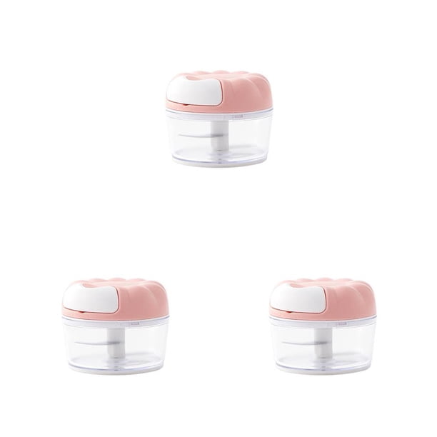 Injueey Trituradora de ajo Trituradora de cocina Trituradora de cuerdas Rebanadora de acero inoxidable Cortadora portátil lavable reutilizable Rosado 3Conjunto