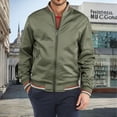 thumbnail image 2 of WTOBBY Men's Premium Cotton Baseball Jacket, Vintage Stand Collar Flight Bomber with Color Block Design, Relaxed Fit Retro Outerwear,Green 3XL, 2 of 4