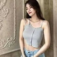 thumbnail image 2 of Women‘s Irregular Slim Exposed Navel Knitted Camisole Tank Top, 2 of 7