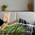 thumbnail image 3 of Stones Soft Flannel Fleece Blanket, Bamboo Branches and Dark Colored Spa Rocks as Modern Rectangular Frames, Cozy Plush for Indoor and Outdoor Use, 60" x 80", Dark Grey Brown Green, by Ambesonne, 3 of 5