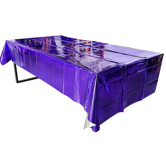 Nvzi-c 3 Pack Iridescence Plastic Tablecloths Shiny Disposable Laser Rectangle Table Covers Foil Metallic Tablecloth Iridescent Party Decorations Birthday Wedding Christmas 54"x108"，Purple