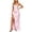 Pink, variant on Women Spaghetti Strap Satin Maxi Evening Gown, Cowl Neck Ruched Bodycon Long Dress With High Side Slit, Elegant Formal Prom Wedding Guest Cocktail Party Dress Yellow,XXL