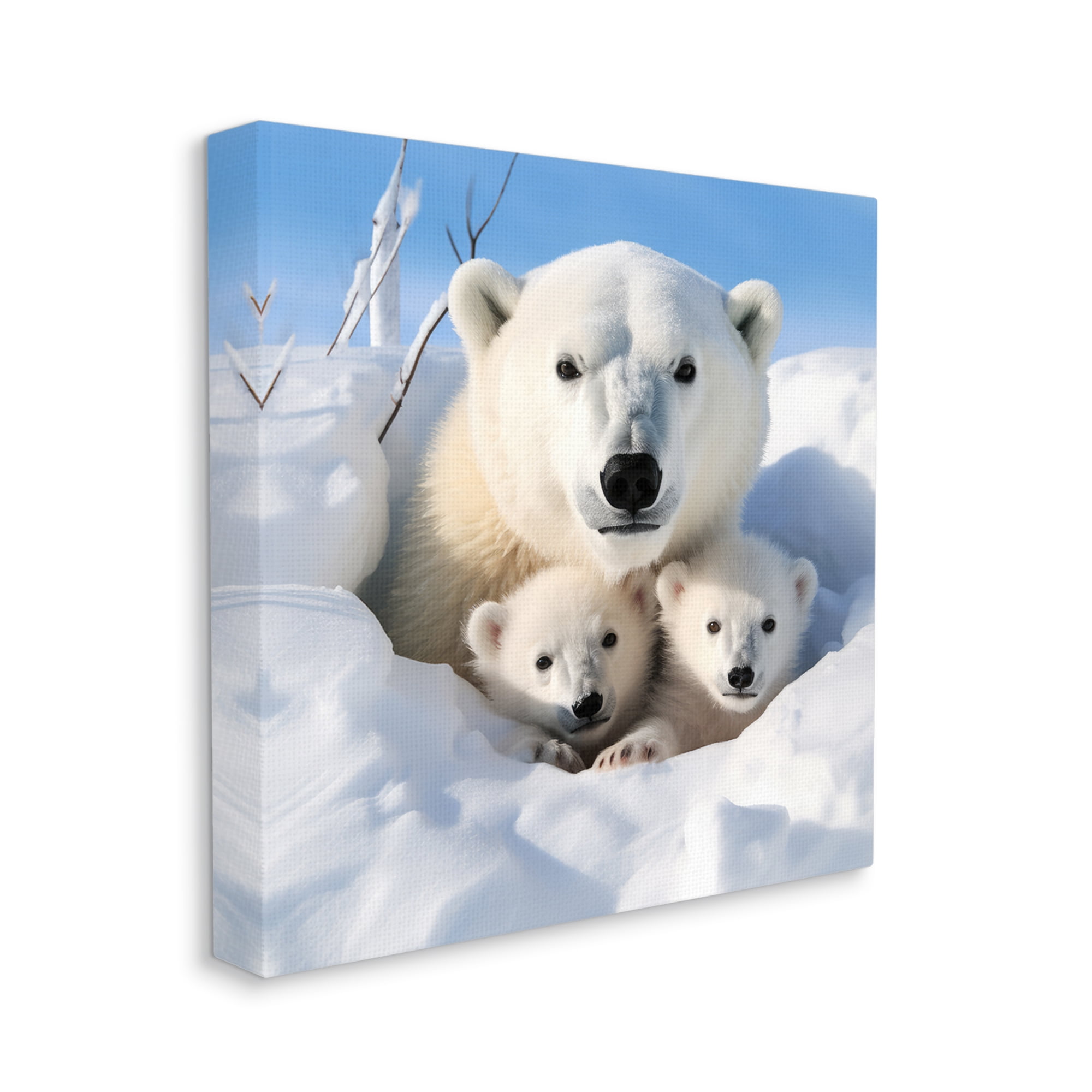 Stupell Industries Peeking Polar Bear & Cubs Animals & Insects Photography Gallery Wrapped Canvas Art Print Wall Art, 17 x 17