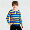 thumbnail image 2 of SGFCWSX Boys Long Sleeve Henley Shirt, Kids Top Casual Striped Soft School Daily Tees Orange Size 8-9 Years, 2 of 7