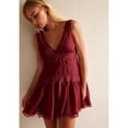 thumbnail image 5 of Women's Lace for Mini Dress Slip Dress V-Neck Summer Y2k Ruffle Hem Flowy Swing Boho Short Dresses Wine Red S, 5 of 8