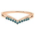 thumbnail image 2 of Dazzlingrock Collection Round Blue Diamond Chevron Wedding Band for Women (0.15 ctw, Color Blue, Clarity I2-I3) in 10K Rose Gold, Size 8.5, 2 of 5