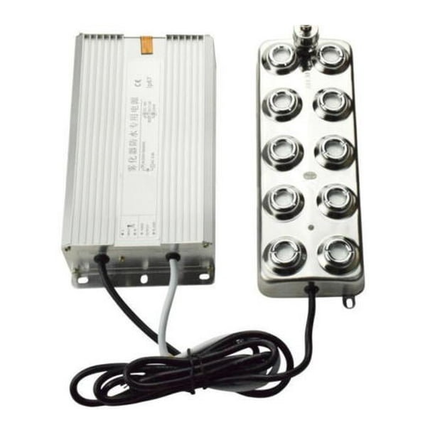 110V 10 Head Ultrasonic Mist Maker Fogger AirCooled With Waterproof Transformer