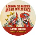 thumbnail image 2 of Old Rooster And His Cute Chick Live Here Round Wooden Sign, 2 of 8