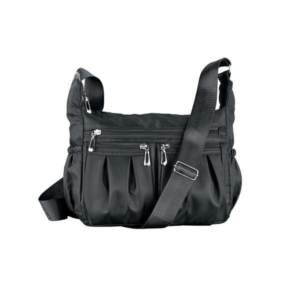 Collections Etc Multi Zippered Pocked Nylon Adjustable Strap Handbag