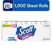 Scott 1000 Toilet Paper, 20 Rolls, 1,000 Sheets Per Roll