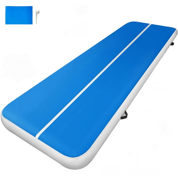 VEVOR Air Track,  16ft Inflatable Air Track Tumbling Mat with Electric Air Pump, 4in Thickness Tumble Track Mats for Gymnastics/Cheerleading/Yoga/Home Use, Blue&White