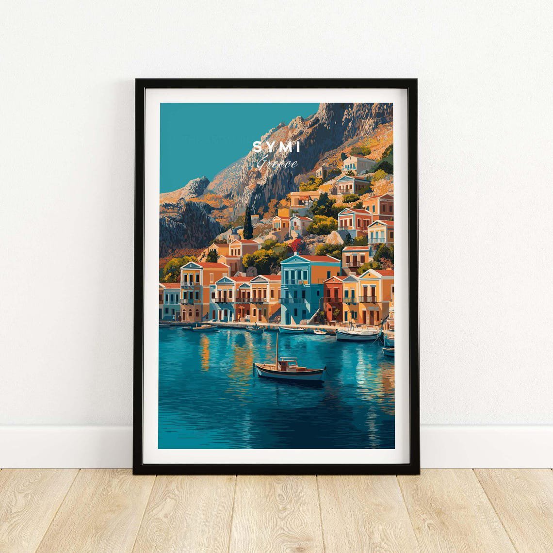 Symi Greece Sunlit Island Travel Wall Art Decor Unframed Paper Print
