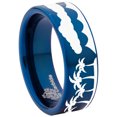 thumbnail image 6 of Ocean Waves Clouds and Trees Scenery Tungsten Carbide Ring, 6 of 9